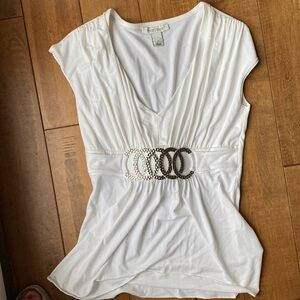 White House, Black market white shirt with silver attached belt size small